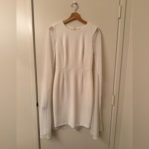 Calvin Klein white cape-sleeve crepe mini dress size 2